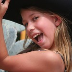 Child little cowgirl child wearing cowboy hat