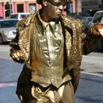 Gold Man on Hollywood Blvd Performing Editorial Image