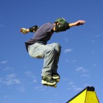 Kids on skate boards royalty free pictures