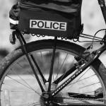 black white picture California Police Bicycle
