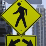 A close up picture of a cross walk sign